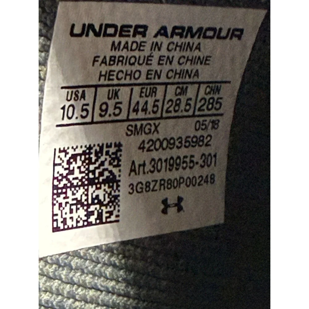 Under Armour Slingflex Rise Gray Knit Running Shoes Men's US 10.5 3019955-301
